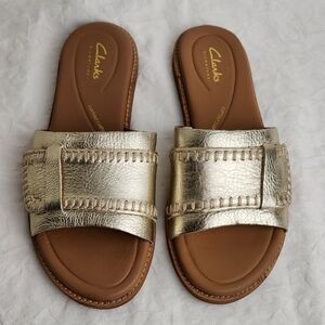 Clarks Women's Gold Slide Mule Sandals